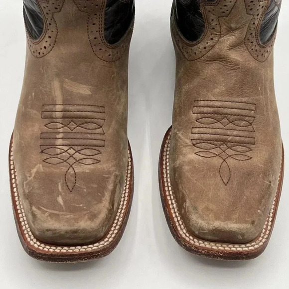 J.B Dillon Men 10B Leather Distressed Western Boots Embroidered Square Toe Rodeo - Picture 8 of 16